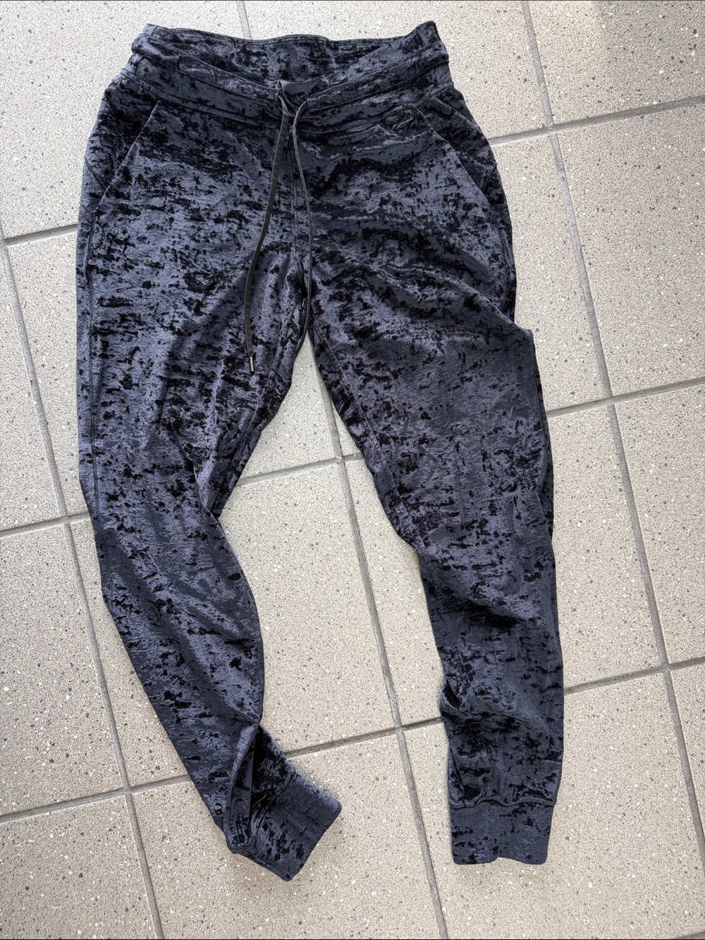 Lululemon Black Crushed Velvet Jogger Pants
